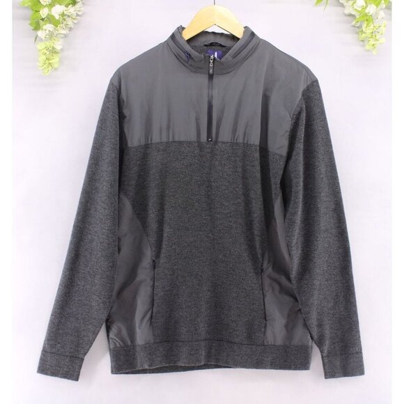 johnnie-O Other - Johnnie-O Men's Hooded Flex Quarter Zip Pullover Hoodie Wool Blend Grey Sz L